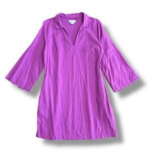 Cynthia Rowley Magenta Linen Blend Tunic Dress US 10 Bell Sleeve Shift Pockets